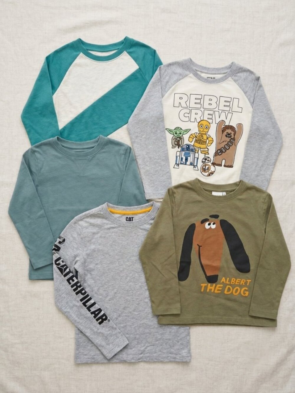 Boys Size 5/5T Long Sleeve Shirt Bundle 5pc | Star Wars Zara Cat & Jack Caterpil